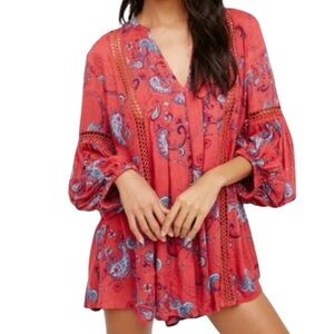 Free People Just the Two of Us Paisley Oversized Tunic Top Dress size medium